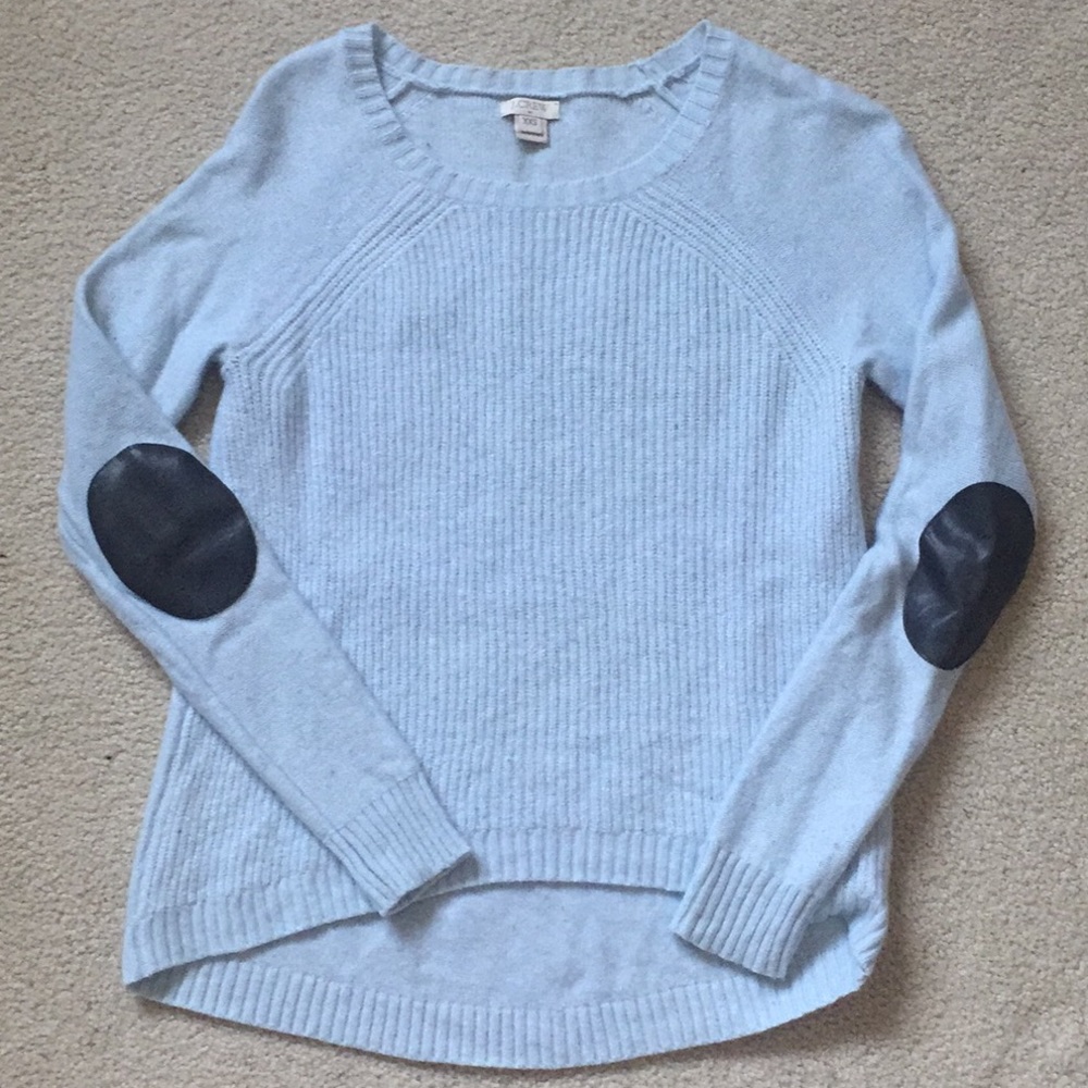 J Crew Waffle Knit Crew Neck Light Blue Sweater